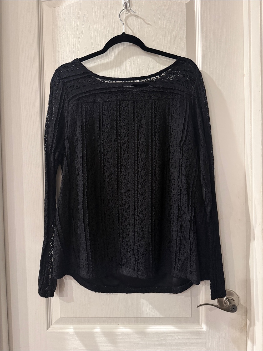 Lane Bryant Black Lace Long Sleeve Top